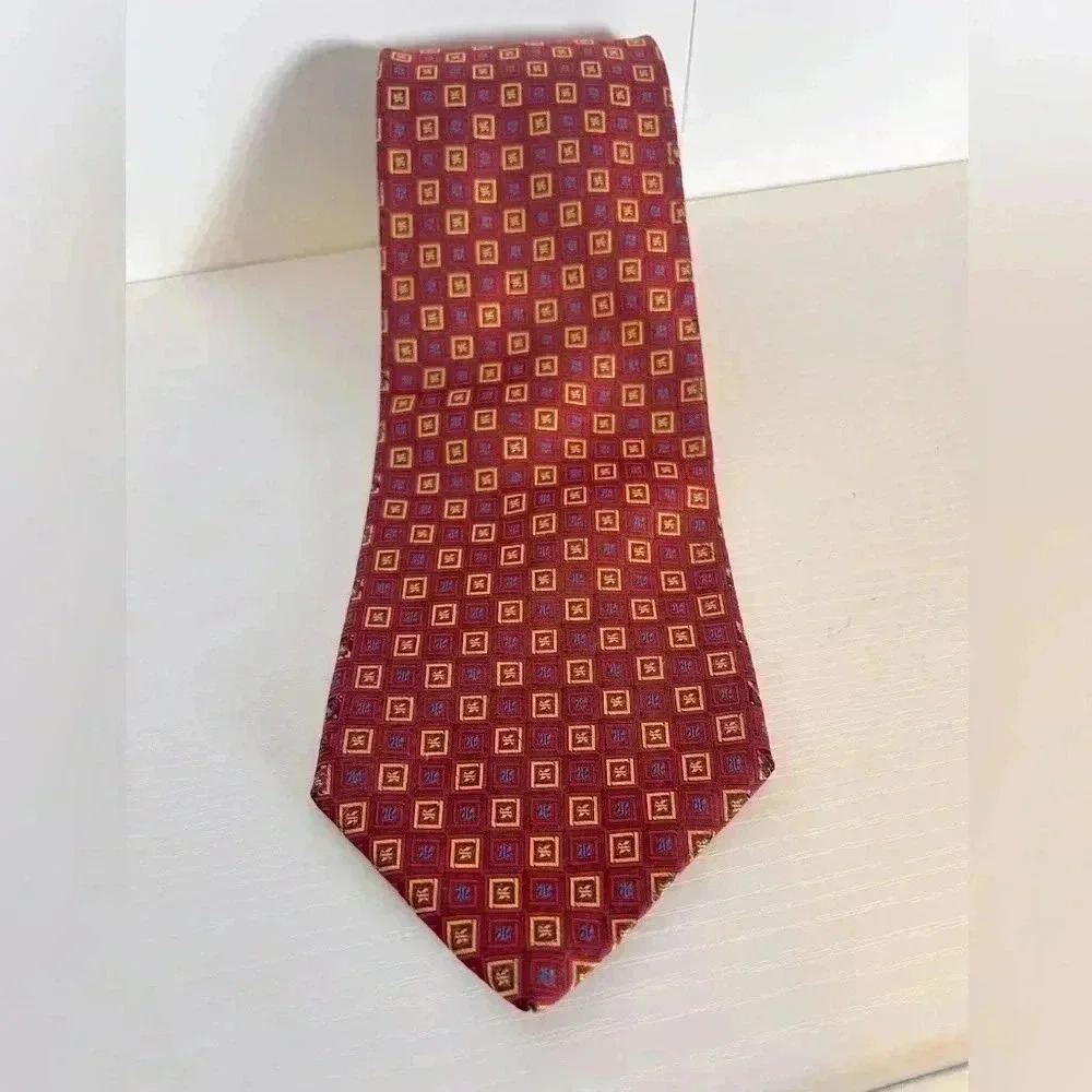 Robert Talbott Tie Red Blue Yellow School College color Sharp.Business,Casual